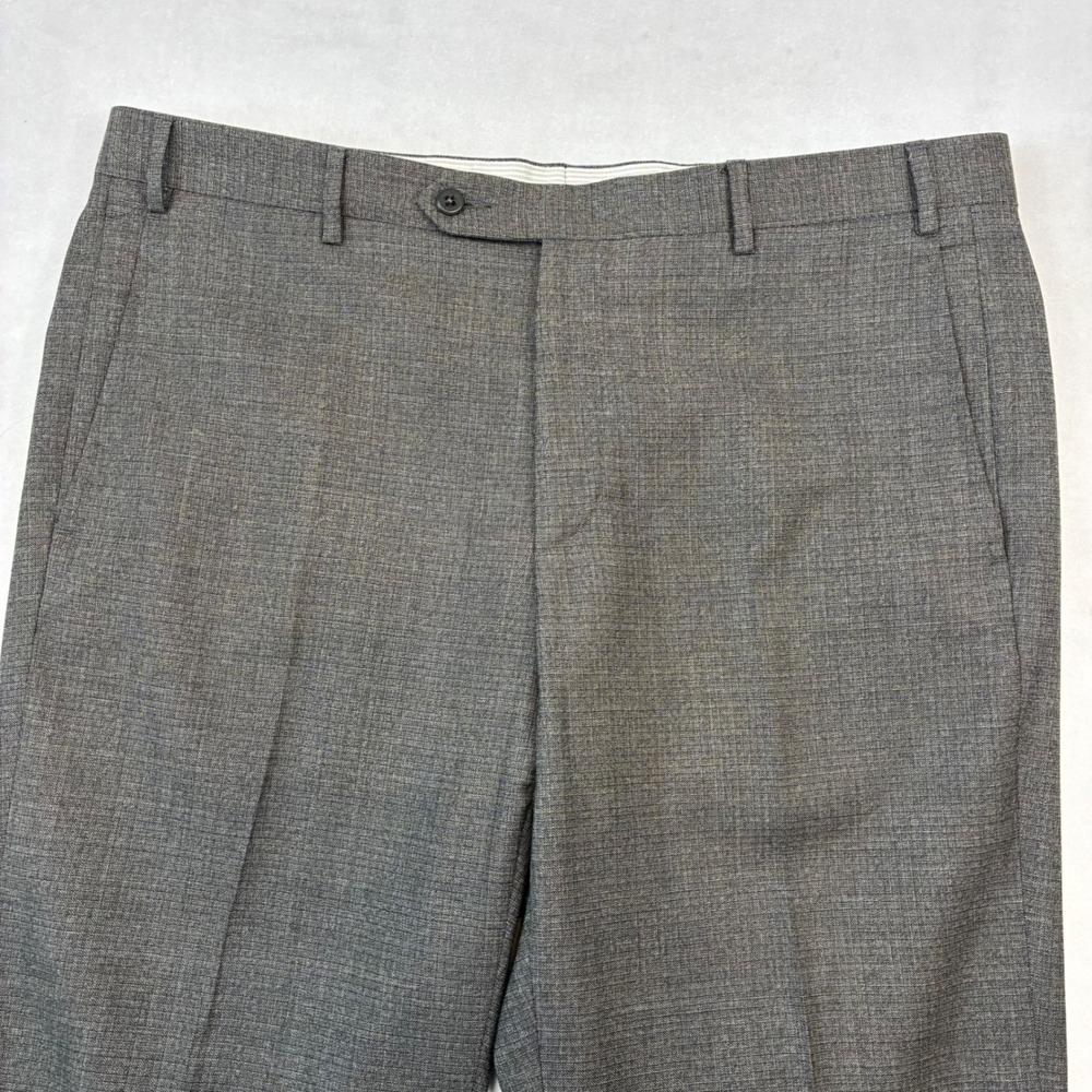 Zanella Nordstrom Wool Dress Pants Mens 38x30 Grey Flat Front‎ Trousers